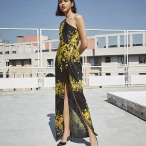 PAULE KA Yellow Floral One Shoulder Dress size FR 44 US 14 (Large) wedding NWT